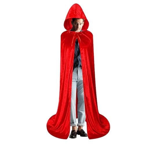 Halloween-Umhang mit Kapuze, Kapuzenumhang für Erwachsene, Halloween-Mantel aus leichtem Samt | überzeugendes Vampir oder Hexenkostüm, cooles Fantasie-Ritter, Uni, für Damen von Générique