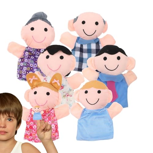 Handpuppen, Handpuppen für Erwachsene | 6 x Cartoon-Familienpuppen aus Plüsch für | Rollenspielfigur, interaktives Märchenspiel, Spielzeug von Générique