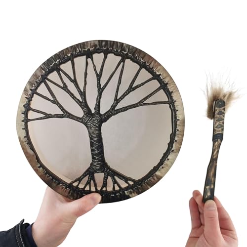 Handtrommeln für Erwachsene, Handtrommel mit Stab, Vintage-Dekoration im Retro-Baum-Design – handgefertigte Trommel mit Stab, kleine runde Handtrommeln, Handtrommeln für Erwachsene, Handtrommel mit Stab, Vintage-Dekoration im Retro-Baum-Design – handgefertigte Trommel mit Stab, kleine runde Handtrommeln, von Générique