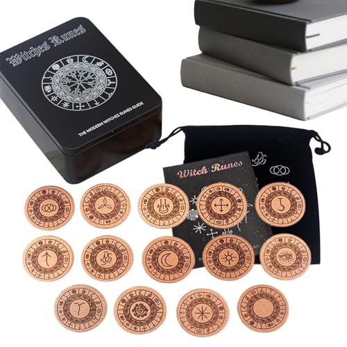 Hexenrunen-Set, 14-teilig, Spirituelles Holz, gravierte Oracle-Karten, handgefertigt, für Geburtstage, Familientreffen, Abenteuer, Meditation, Reise zu Hause Hexenrunen-Set, 14-teilig, Spirituelles Holz, gravierte Oracle-Karten, handgefertigt, für Geburtstage, Familientreffen, Abenteuer, Meditation, Reise zu Hause von Générique