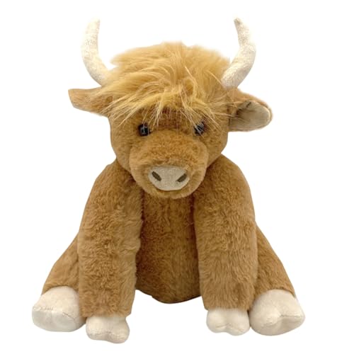 Highland Cow Pluxed - Bauernhoftier-Spielzeug, 25,4 cm, süßes , realistische bewegliche Figur, Plüschtier von Yak, bequeme Kuh beim Schlafen, interaktives Soundspielzeug für Highland Cow Pluxed - Bauernhoftier-Spielzeug, 25,4 cm, süßes , realistische bewegliche Figur, Plüschtier von Yak, bequeme Kuh beim Schlafen, interaktives Soundspielzeug für von Générique