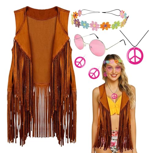 Hippie Kostüm Set für Frauen, Halloween Karneval Disco Outfits, Hippie Accessoires | Weiche Hippie Kostüm Kostüme für Frauen - Hippie Accessoires, Disco Outfits, Fransendetails für H Hippie Kostüm Set für Frauen, Halloween Karneval Disco Outfits, Hippie Accessoires | Weiche Hippie Kostüm Kostüme für Frauen - Hippie Accessoires, Disco Outfits, Fransendetails für H von Générique