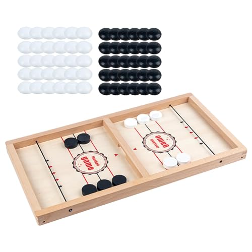 Hockey-Gesellschaftsspiel – Hockeyspiel mit Holzschleuder | Doppelspieler-Spiel für Doppelspieler, interaktive Hockey-Spiele, tragbar, soziale Fähigkeiten und Verbesserung der Hand-Augen-Koordination von Générique