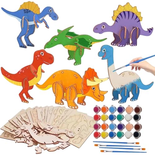 Holzpaint für die Kinder, Dinosaurier-Malset | Fantasievolle 3D-Bausets, buntes Dinosaurier-Spielzeug in Kleinkind | Lernpuzzle, Bastelsets für Geburtstag, Zimmer von Générique