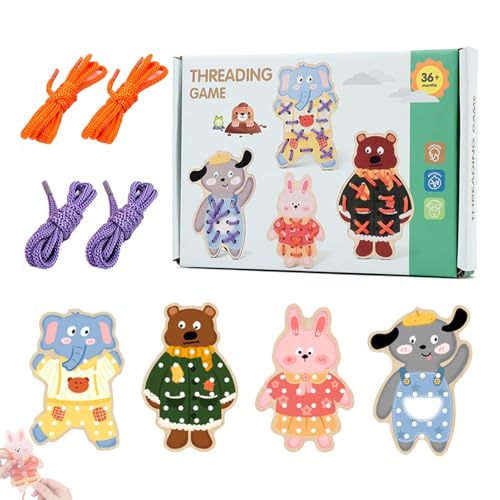 Holzschnürspielzeug, feinmotorisches Reisespielzeug – Spielzeug zum Einfädeln in Tierform für | Früherziehspielzeug, Holzschnürspielzeug für Schlafzimmer, Schlafzimmer oder Wohnzimmer von Générique