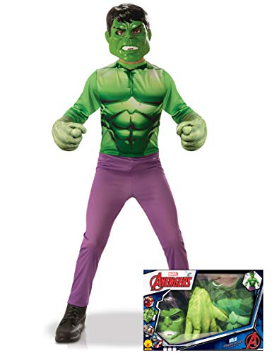 Hulk-Kinderkostüm in Geschenkbox Marvel-Lizenz grün - 116/128 (7-8 Jahre) von Generique -