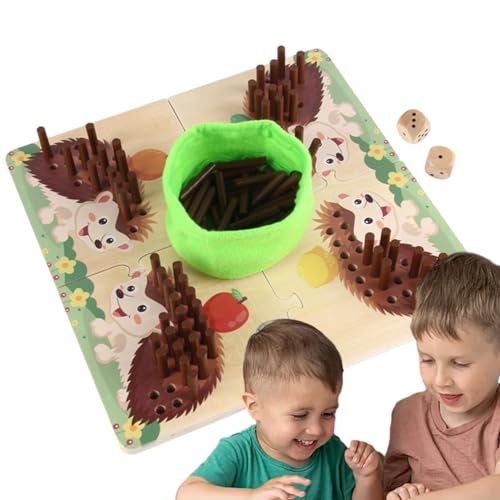 Igelstock-Puzzle – Feinmotorik-Spielzeug aus Holz | Puzzletafel zum Einfügen | Puzzlespiel zum Einfügen, frühes Igelbrett | Feinmotorikspiel mit P-Stab von Générique