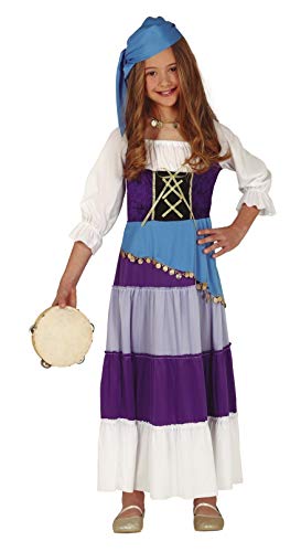 KULTFAKTOR GmbH Zigeunerin Kostüm für Mädchen blau-violett-Weiss 123/134 (7-9 Jahre) von Générique