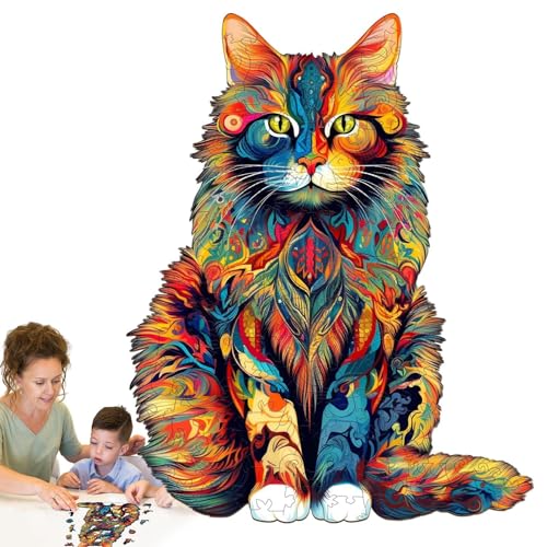 Katzen-Puzzle, Holzpuzzle für Erwachsene – Katzenholz-Puzzle | einzigartiges Puzzle in Katzenform aus Holz für Kinder, ideal für Herausforderungen Katzen-Puzzle, Holzpuzzle für Erwachsene – Katzenholz-Puzzle | einzigartiges Puzzle in Katzenform aus Holz für Kinder, ideal für Herausforderungen von Générique