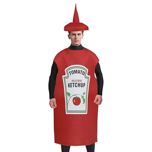 Ketchup Kostüm - Senf-Cosplay-Kostüm | Halloween Cosplay Mustard Ketchup Kostüm | Uni Rollenspieler verkleiden Neuheit Accessoires Kleidung für Männer von Générique