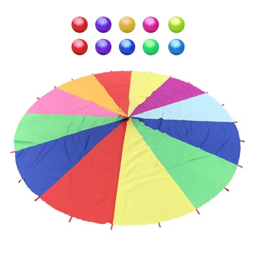 Kids Fallschirm Zelt Game – Kinder spielen Fallschirm, interaktives Team-Kooperationsspielzeug | Fallschirmbogen mit 6 Füßen, Fallschirm Fallschirm Mehrfarbig mit 10 Bällen, Sportspiel von Générique