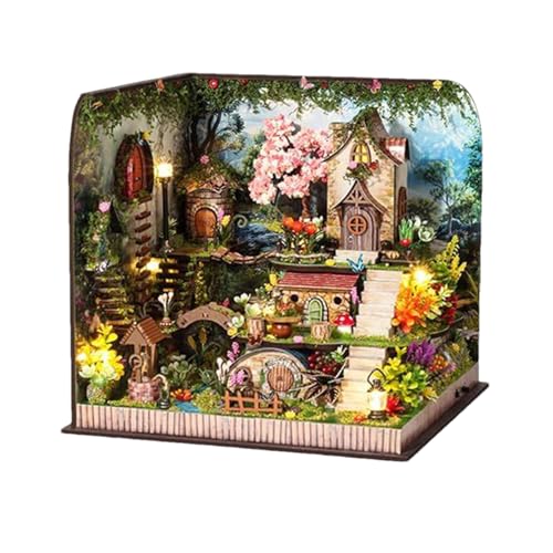 Kleines Haus – Modell Haus aus beleuchtetem Holz, kreatives Bauset, Büro-Dekoration zum Zusammenbauen, Sammlerstück für und Mädchen, ideal für Zuhause und Badezimmer von Générique