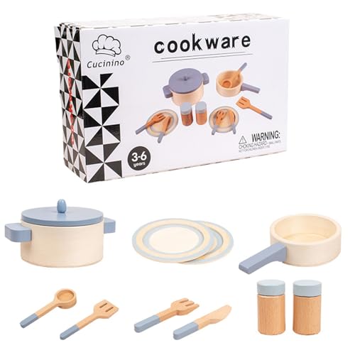 Kochspielzeug-Set aus Holz – Küche mit Tellern, Töpfen und Töpfen für die Kinder, 10-teiliges Lernspielzeug für Kleinkinder, Excellent I Kochspielzeug-Set aus Holz – Küche mit Tellern, Töpfen und Töpfen für die Kinder, 10-teiliges Lernspielzeug für Kleinkinder, Excellent I von Générique