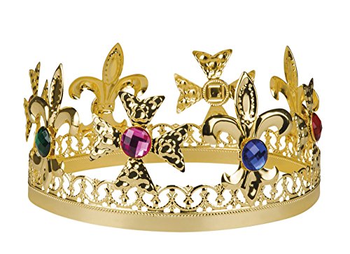 Boland 64551 - Krone Royal King, goldene Kopfbedeckung mit Schmucksteinen, für Erwachsene, König, Königin, Kostüm, Karneval, Mottoparty von Boland