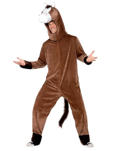 Smiffys - Pferd Kostüm mit Bodysuit und Hood, Braun, One Size von Smiffys