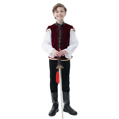 Kostüm für Kinder, Mittelalterlich, Edel, Deutscher Prinz, dreiteilig, für Kostümpartys, Shows und Cosplay, mit Hemd und Hose, Verkleidung für Kinder, T342 Kostüm für Kinder, Mittelalterlich, Edel, Deutscher Prinz, dreiteilig, für Kostümpartys, Shows und Cosplay, mit Hemd und Hose, Verkleidung für Kinder, T342 von Générique