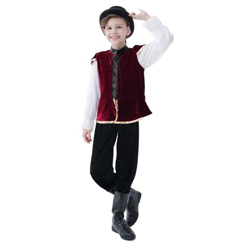 Kostüm für Kinder, Mittelalterlich, Edel, Deutscher Prinz, vierteilig, für Kostümpartys, Shows und Cosplay, mit Spitze und Zubehör, Verkleidung für Kinder, T343 von Générique