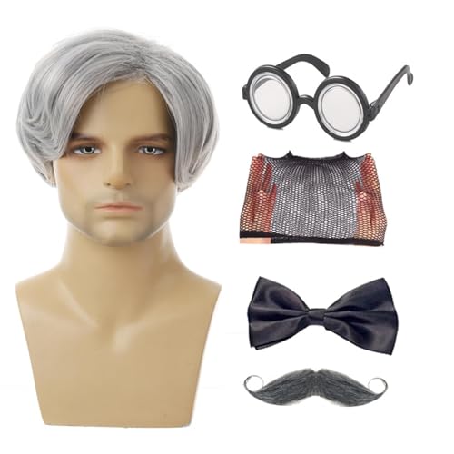 Kostüm für alte Männer, Erwachsenenkostüm – Perücke des alten Mannes und Cosplay-Zubehör für Großvater, 5-teilig, komplettes Set für Großvaterkostüme, Partygeschenke Kostüm für alte Männer, Erwachsenenkostüm – Perücke des alten Mannes und Cosplay-Zubehör für Großvater, 5-teilig, komplettes Set für Großvaterkostüme, Partygeschenke von Générique