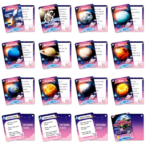 Lernspielzeug für Flash-Karten, Space Card Set, 3,15 x 4,33 Zoll Early Learning Toy mit Spaces Words Activities, interaktives Flashcard-Spiel für Preschool und Lernwerkzeuge von Générique