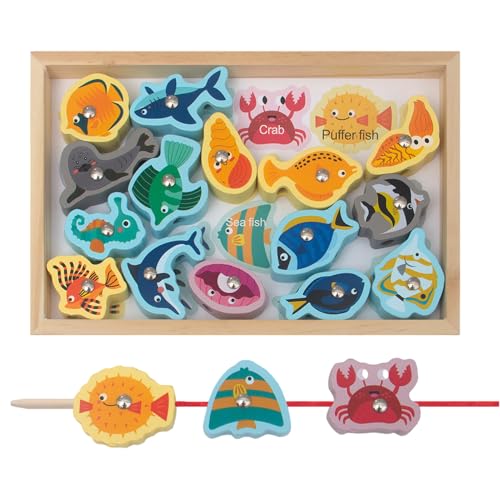 Lernspielzeug zum Angeln, 2-in-1-Angelspiel, geeignet für Magnetspiele mit lebhaften Fischen, Spiel für Kleinkinder, Ostergeburtstagsgeschenk für und Mädchen von Générique