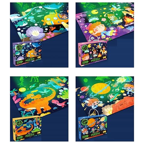 Leuchtendes Puzzle für Kinder, 4 magische Designs, Dinosaurier- und Weltraumthemen, 96 Teile, ab 6 Jahren Leuchtendes Puzzle für Kinder, 4 magische Designs, Dinosaurier- und Weltraumthemen, 96 Teile, ab 6 Jahren von Générique