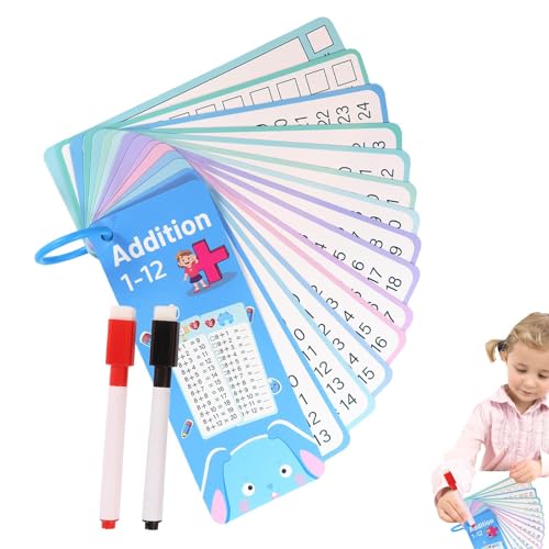 Math Cards, Addition Subtraction Multiplication Division Game, Dry Erase Flash Cards, Double-Sided Learning Tool, Hole-Punched for Organization, Classroom & Homeschool, 100 Stück von Générique