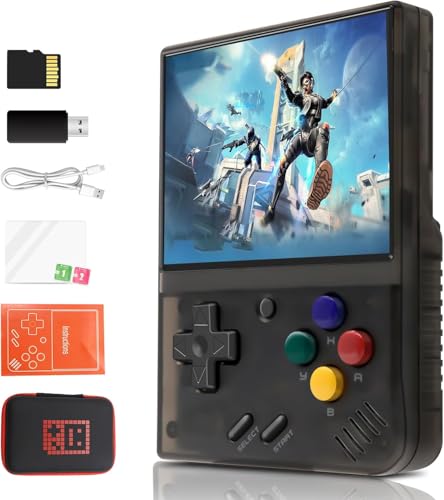 Mi-Yoo Mini Plus tragbare Konsole, 3,5 Zoll IPS-Bildschirm mit 5500+ klassischen Spielen, unterstützt kabelloses Gamepad, integrierte 64G-Karte (transparent) von Générique