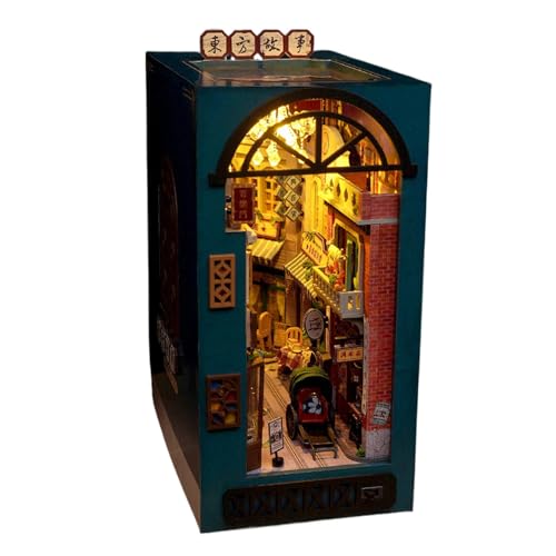 Miniatur Haus Buchstützen - Holzpuzzle Bücherregal Ecke Set | Bücherregal Ecke Handwerk Set mit LED-Licht, Handgefertigte Buchstützen Modell, kreative Dekoration im Sommer Miniatur Haus Buchstützen - Holzpuzzle Bücherregal Ecke Set | Bücherregal Ecke Handwerk Set mit LED-Licht, Handgefertigte Buchstützen Modell, kreative Dekoration im Sommer von Générique