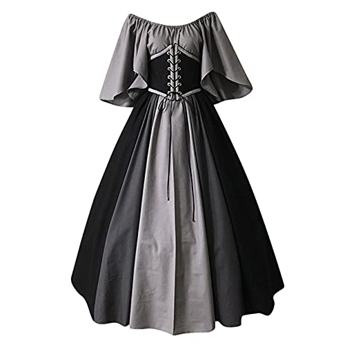 Mittelalterliches Damenkleid Halloween Maxi Große Größe viktorianisch Steampunk Gothic Vintage Kostüm Mittelalter Kostüm Verstellbar Rock Retro Langes Kleid Renaissance Große Größen Party Prinzessin von Générique