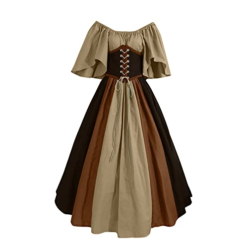 Mittelalterliches Damenkleid Halloween Maxi Große Größe viktorianisch Steampunk Gothic Vintage Kostüm Mittelalter Kostüm Verstellbar Rock Retro Langes Kleid Renaissance Große Größen Party Prinzessin von Générique