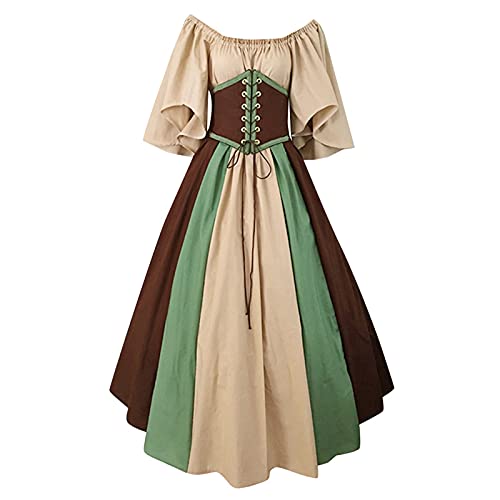 Mittelalterliches Damenkleid Halloween Maxi Große Größe viktorianisch Steampunk Gothic Vintage Kostüm Mittelalter Kostüm Verstellbar Rock Retro Langes Kleid Renaissance Große Größen Party Prinzessin von Générique