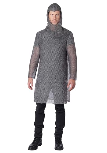 Mittelalterliches Kettenhemd für Erwachsene Ritter-Kostüm silberfarben - Grau, Silber von California Costumes