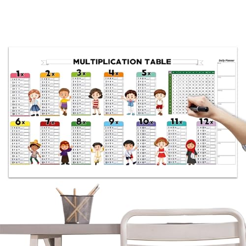 Multiplikationstisch, Dry Erase Whiteboard Chart, Wiederverwendbares Math Learning Tool, 47,24 x 22,83 Zoll für Kinder, Studenten, Homeschool, Klassenzimmer, Teacher Must-Have Supplies von Générique
