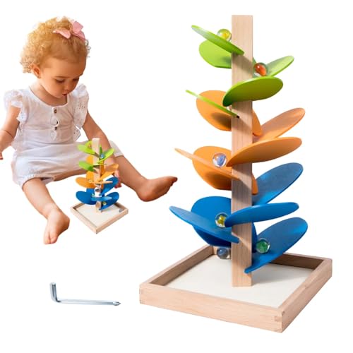 Musikbaumspielzeug aus Holz, Baum-Baustein-Spielzeug, Spielbahn, Rennstrecke, bunte Marmorkugeln, Bau-Set aus Baumbögen, Musikbaum aus Holz und von Générique