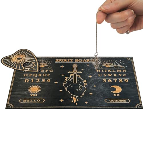 Mystic Talking Board – Board aus Holz mit Brett | Kommunikations-Spirit-Steine mit Alphabet und Zahlen, okkultes Hexen- , magische Geschenke für Jugendliche, Hallowe-Spiel Mystic Talking Board – Board aus Holz mit Brett | Kommunikations-Spirit-Steine mit Alphabet und Zahlen, okkultes Hexen- , magische Geschenke für Jugendliche, Hallowe-Spiel von Générique