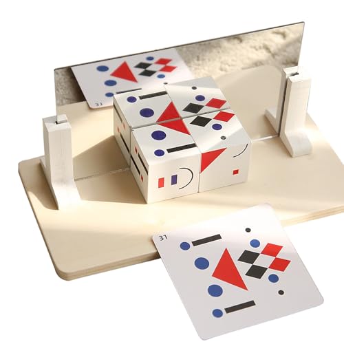 Natural Face Blocks Game, Geometric Puzzle Cube, Wood Interactive Building Blocks, Dynamic Template Variety Fine Motor Skill Development, Logical Training, 18x9x8.7cm/7.09x3.54x3.43 inches von Générique