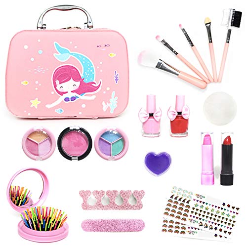 Neueste Kinderschminke Set für Mädchen | Echt Waschbar, Make-up-Spielzeug-Set mit Kosmetiktasche - Prinzessin Geburtstagsgeschenk für 3+ von Générique
