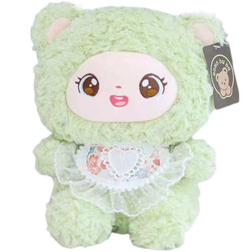 Niedliche Plüschpuppen für Mädchen, niedliche Plüschtiere, schlafendes Plüschspielzeug, kleines Cartoon-Plüschkissen, weich mit Lätzchen, Spielzeug für und Mädchen, 25,4 cm von Générique