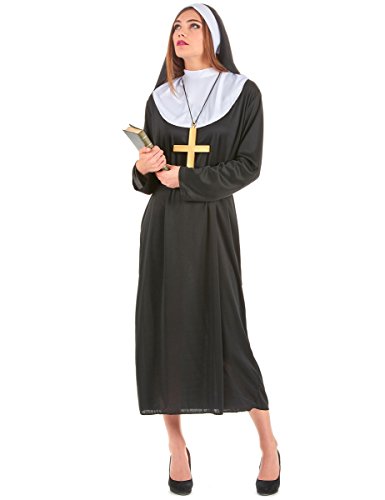 Nonne Kostüm für Erwachsene XL schwarz von Generique