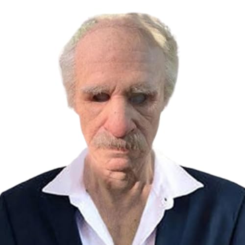Old Man Halloween Maske – 38,5 x 27 x 21,5 cm Gesichtskostüm, menschliche Maske mit weißen Haaren | Theater Cosplay Prop für Maskeradeparty, Bühnenauftritt, Feier, Verkleidung, Veranstaltung von Générique
