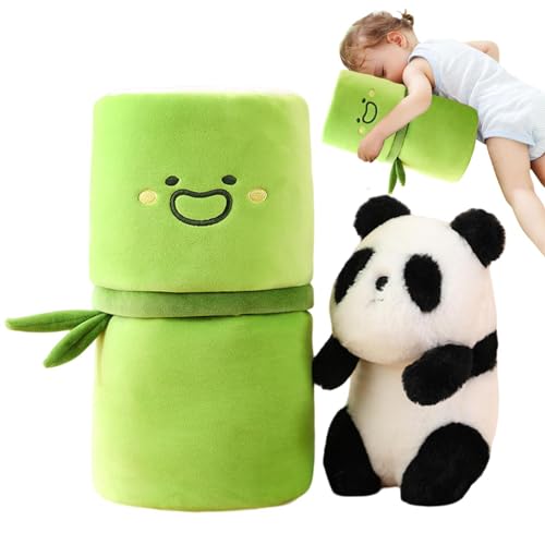 Panda innen Plüschtier aus Bambus, Panda-Plüschtier mit Bambusdeckel | Flauschiges Kuscheltier Super Soft Cartoon - Kuscheltierkissen Kuscheltier Kuscheltier Kuscheltier Schlafbegleiter für von Générique