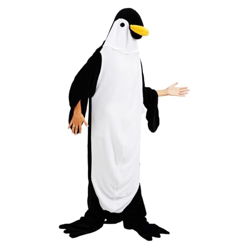 Penguin Strampler Kostüm – Overall Relaxo Kostuem Frauen | Strampler für Erwachsene | Männer Pyjama Fasching Halloween Pyjamas Cosplay Karneval Erwachsene – Stück | Pyjama Erwachsene, mehrfarbig, 80 von Générique