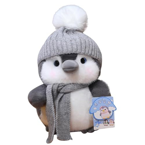 Pinguin Plüschtier Pinguin für Kinder - Winter Pinguin Plüschtier Pinguin, süßer Winter-Pinguin, beruhigendes Spielzeug in Tierform mit Hüten und Schals für die Heimdekoration von Générique