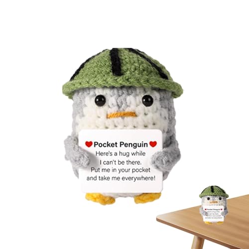 Pinguin zur emotionalen Unterstützung, Pinguin, positiver gestrickter Pinguin mit positiver Energie und Ermutigungskarte, kleines und niedliches Spielzeug, trägt einen Hut für die Mai-Dekoration Pinguin zur emotionalen Unterstützung, Pinguin, positiver gestrickter Pinguin mit positiver Energie und Ermutigungskarte, kleines und niedliches Spielzeug, trägt einen Hut für die Mai-Dekoration von Générique