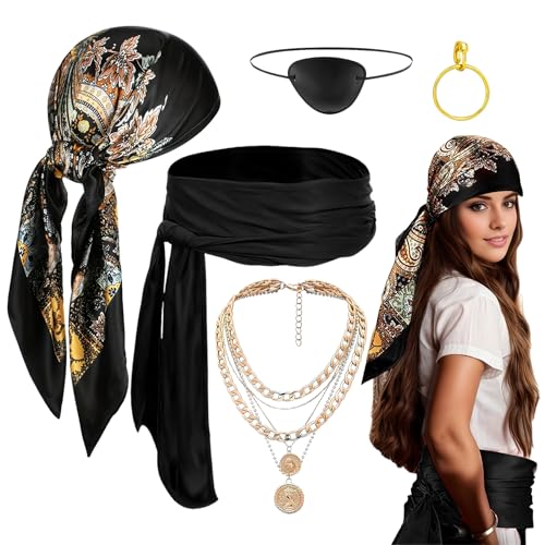 Piratenkostüm-Zubehör, Piraten-Kopf, Halskette, Gürtel, Verkleidung, Zubehör | 5 Stück Dress Up Supplies für Rollenspiele Maskerade Schule Spiele Theater Performances Karneval Veranstaltungen Piratenkostüm-Zubehör, Piraten-Kopf, Halskette, Gürtel, Verkleidung, Zubehör | 5 Stück Dress Up Supplies für Rollenspiele Maskerade Schule Spiele Theater Performances Karneval Veranstaltungen von Générique