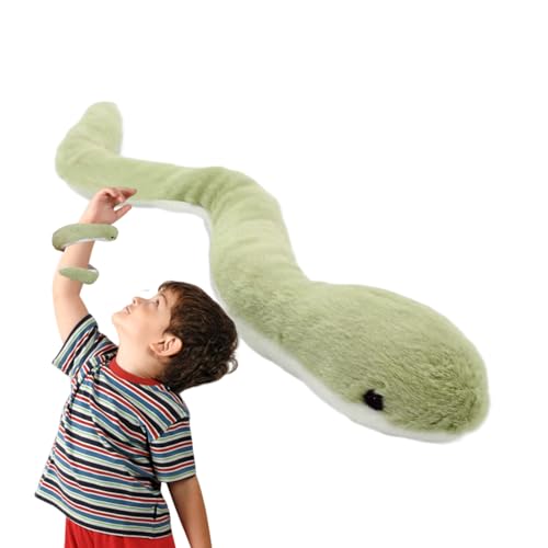 Plüschtier Schlange grün - Weiches und hautfreundliches Kissen | Kuschelschlange Plüschtier ideal zum Spielen, Nickerchen und Schlafen der Schlange Plüsch, Plüschtier, Grüner Plüsch, Kuschelkissen von Générique