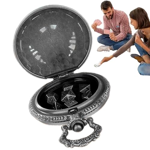 Pocket Watch Dice Set for Board Games, Metal Polyhedral Dice, Portable Polyhedral Dice with Metal Pocket Watch Shell, Role Playing Dice for Men and Women Gamers, Unique Dice Accessory von Générique