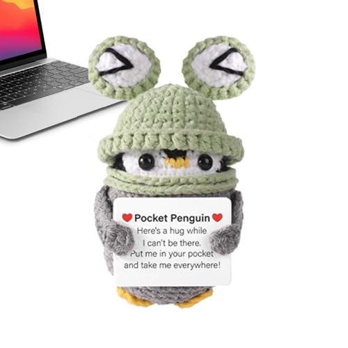 Positiver Pinguin zum Häkeln, lustiger Taschen-Pinguin, Pinguin-Spielzeug mit positiver Energie mit Ermutigungskarte | Kleines und niedliches Spielzeug, trägt einen Hut für die Dekoration Positiver Pinguin zum Häkeln, lustiger Taschen-Pinguin, Pinguin-Spielzeug mit positiver Energie mit Ermutigungskarte | Kleines und niedliches Spielzeug, trägt einen Hut für die Dekoration von Générique
