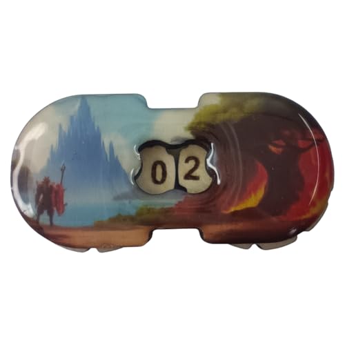 Premium-Holz-Lebenszähler mit künstlerischen Illustrationen und Harz-Finish – ideal für Rollen- und Gesellschaftsspiele (Flammenwald) von Générique