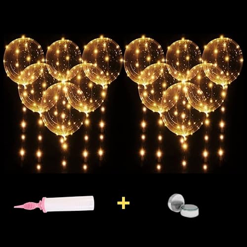 Premium-Paket – 12 LED-Lichtballons, 50 cm, hohe Qualität (TF) – Lieferumfang: Pumpe, Batterien, Gummibänder, Meter. 3 Beleuchtungen – Weihnachten/Valentinstag/Hochzeit/Geburtstag von Générique